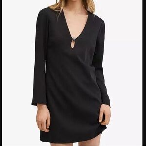 MANGO Women's Neck Applique Dress Size XXS in Black